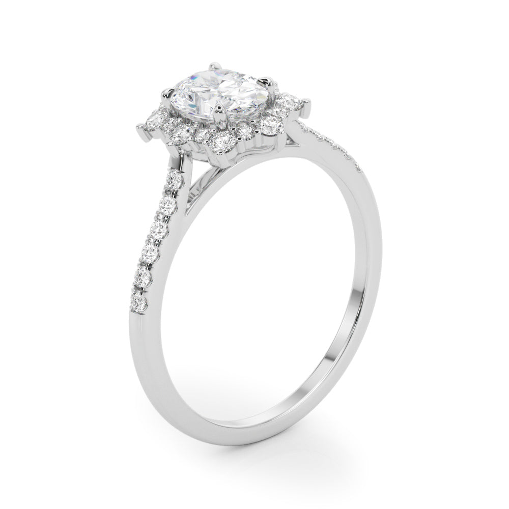 LUMEO Oval Halo Diamond Engagement Ring Angle View in Platinum 