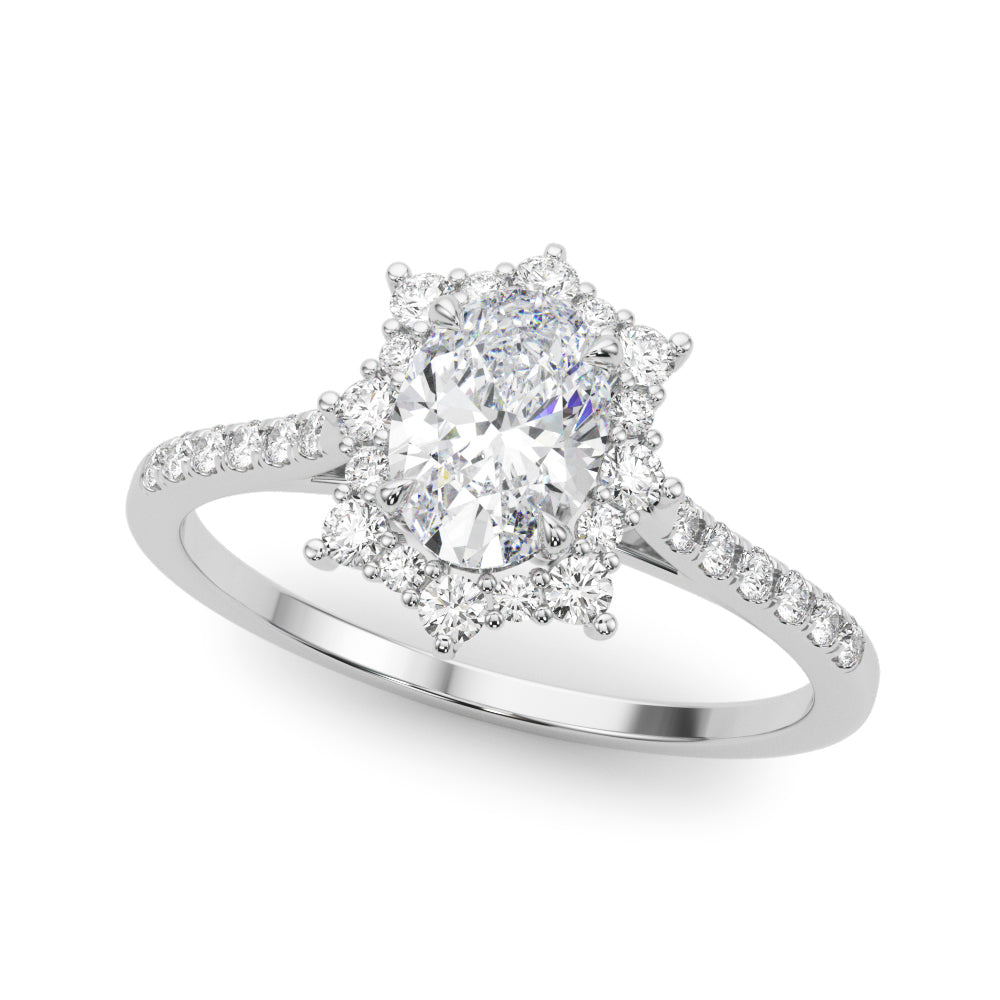 LUMEO Oval Halo Diamond Engagement Ring Front View in Platinum 