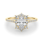 LUMEO Oval Halo Diamond Engagement Ring Set in 18k Solid Yellow Gold 