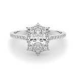 LUMEO Oval Halo Diamond Engagement Ring Set in Platinum 