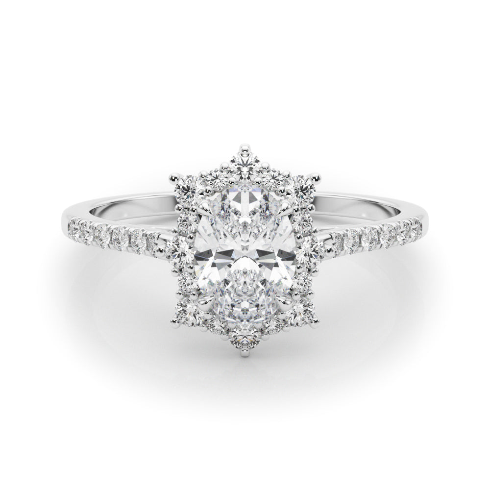 LUMEO Oval Halo Diamond Engagement Ring Set in Platinum 