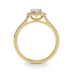 LUMEO Oval Halo Diamond Engagement Ring Side View in 18k Solid Yellow Gold 