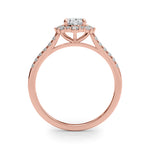 LUMEO Oval Halo Diamond Engagement Ring Side View in 18k Solid Rose Gold 