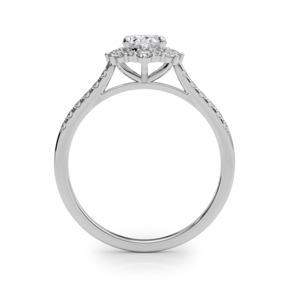 LUMEO Oval Halo Diamond Engagement Ring Side View in Platinum 