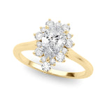 LUMEO Pear Halo Diamond Engagement Ring Front View in 18k Solid Yellow Gold 