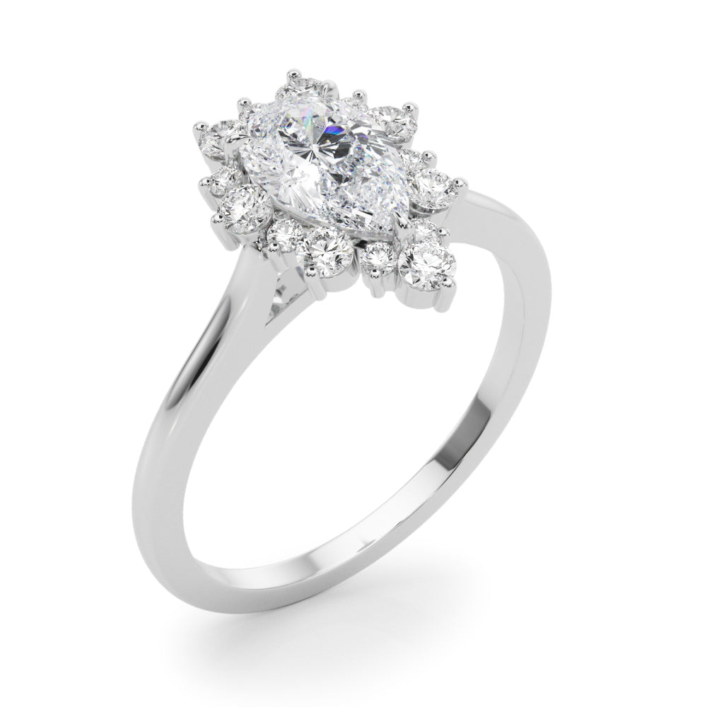 LUMEO Pear Halo Diamond Engagement Ring Angle View in Platinum 
