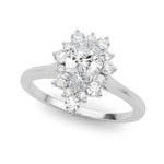 LUMEO Pear Halo Diamond Engagement Ring Front View in Platinum 