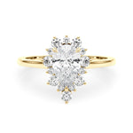 LUMEO Pear Halo Diamond Engagement Ring Set in 18k Solid Yellow Gold 
