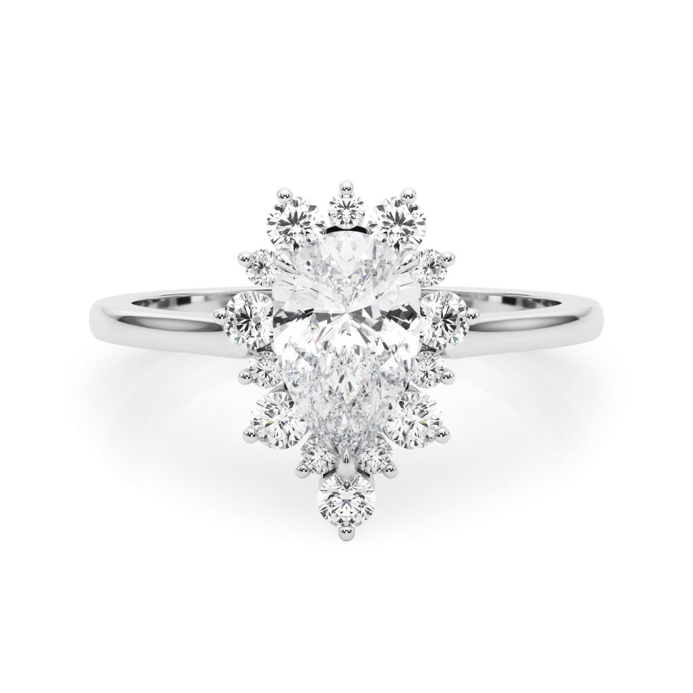 LUMEO Pear Halo Diamond Engagement Ring Set in Platinum 