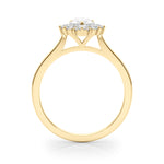 LUMEO Pear Halo Diamond Engagement Ring Side View in 18k Solid Yellow Gold 