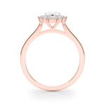 LUMEO Pear Halo Diamond Engagement Ring Side View in 18k Solid Rose Gold 