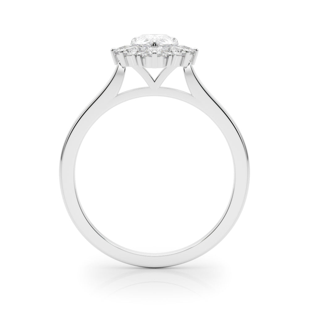 LUMEO Pear Halo Diamond Engagement Ring Side View in Platinum 