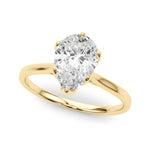 LUMEO Pear Solitaire Diamond Engagement Ring Front View in 18k Solid Yellow Gold 
