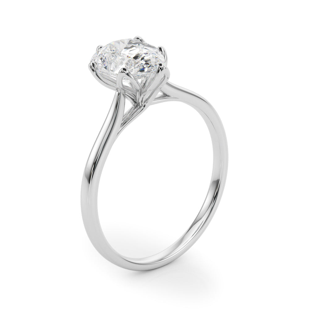 LUMEO Pear Solitaire Diamond Engagement Ring Angle View in Platinum 