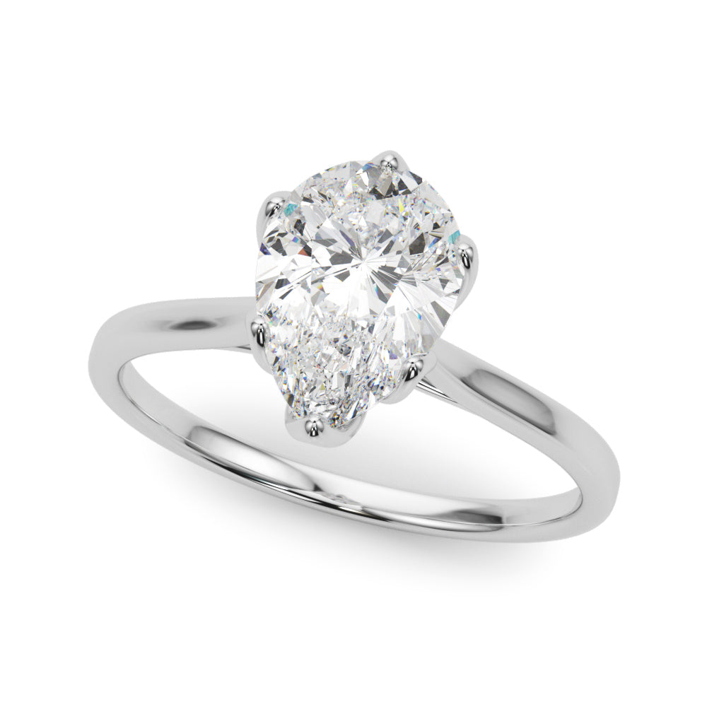 LUMEO Pear Solitaire Diamond Engagement Ring Front View in Platinum 