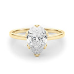 LUMEO Pear Solitaire Diamond Engagement Ring Set in 18k Solid Yellow Gold 