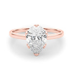 LUMEO Pear Solitaire Diamond Engagement Ring Set in 18k Solid Rose Gold 