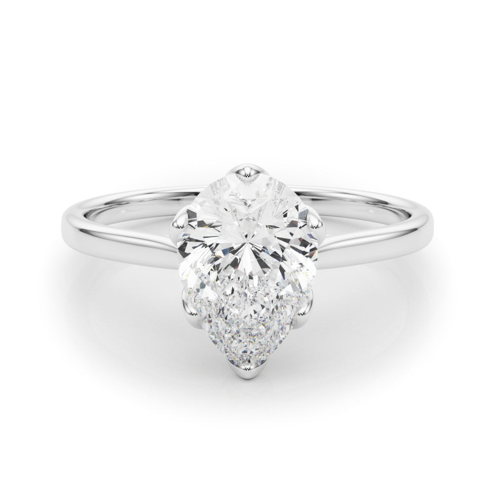 LUMEO Pear Solitaire Diamond Engagement Ring Set in Platinum 