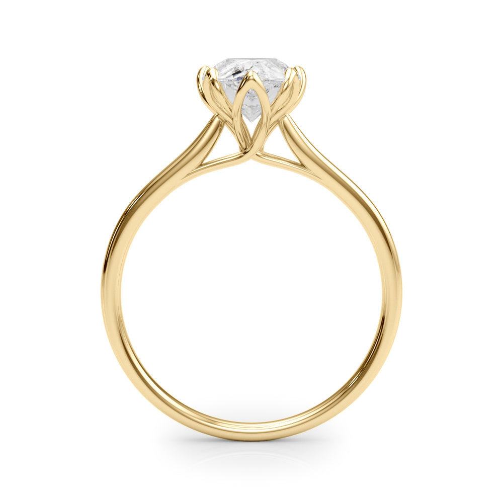 LUMEO Pear Solitaire Diamond Engagement Ring Side View in 18k Solid Yellow Gold 