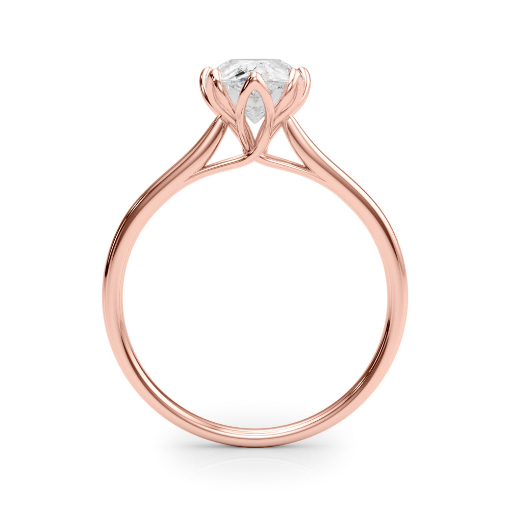 LUMEO Pear Solitaire Diamond Engagement Ring Side View in 18k Solid Rose Gold 