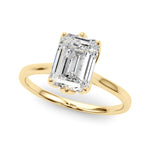 LUMEO Emerald Solitaire Diamond Engagement Ring Front View in 18k Solid Yellow Gold 