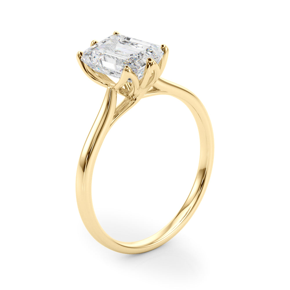 LUMEO Emerald Solitaire Diamond Engagement Ring Angle View in 18k Solid Yellow Gold 
