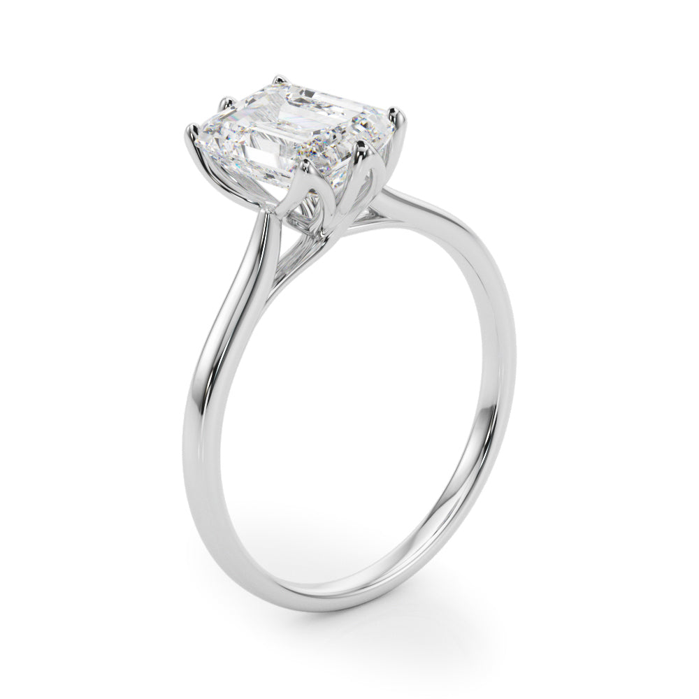 LUMEO Emerald Solitaire Diamond Engagement Ring Angle View in Platinum 