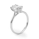 LUMEO Emerald Solitaire Diamond Engagement Ring Angle View in Platinum 