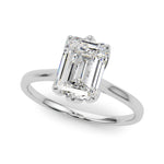 LUMEO Emerald Solitaire Diamond Engagement Ring Front View in Platinum 