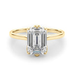 LUMEO Emerald Solitaire Diamond Engagement Ring Set in 18k Solid Yellow Gold 