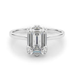 LUMEO Emerald Solitaire Diamond Engagement Ring Set in Platinum 