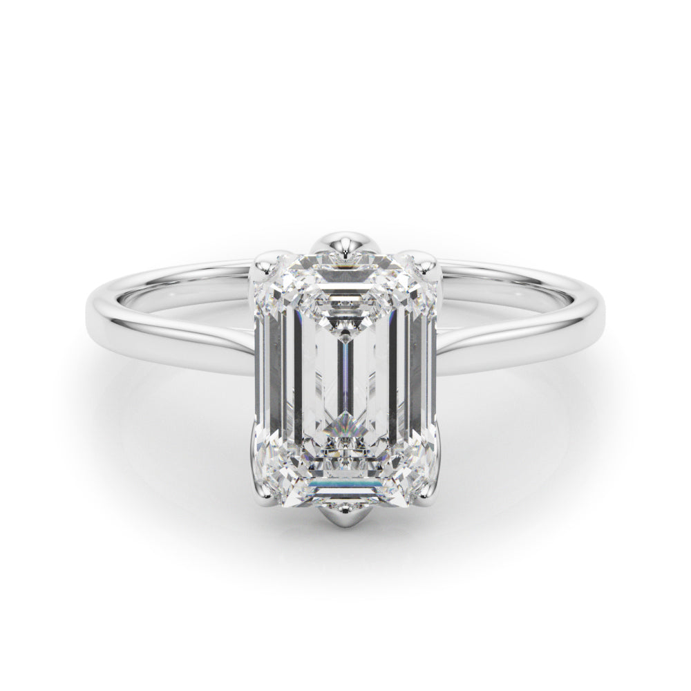 LUMEO Emerald Solitaire Diamond Engagement Ring Set in Platinum 