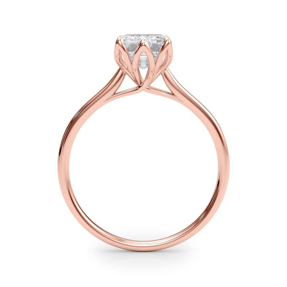 LUMEO Emerald Solitaire Diamond Engagement Ring Side View in 18k Solid Rose Gold 