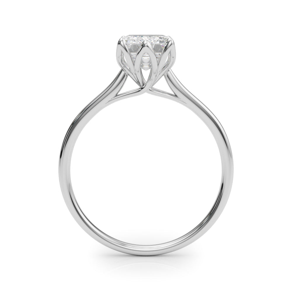 LUMEO Emerald Solitaire Diamond Engagement Ring Side View in Platinum 