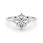 LUMEO Round Three Stone Diamond Engagement Ring Set in Platinum 