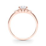 LUMEO Round Three Stone Diamond Engagement Ring Side View in 18k Solid Rose Gold 