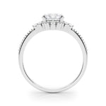 LUMEO Round Three Stone Diamond Engagement Ring Side View in Platinum 