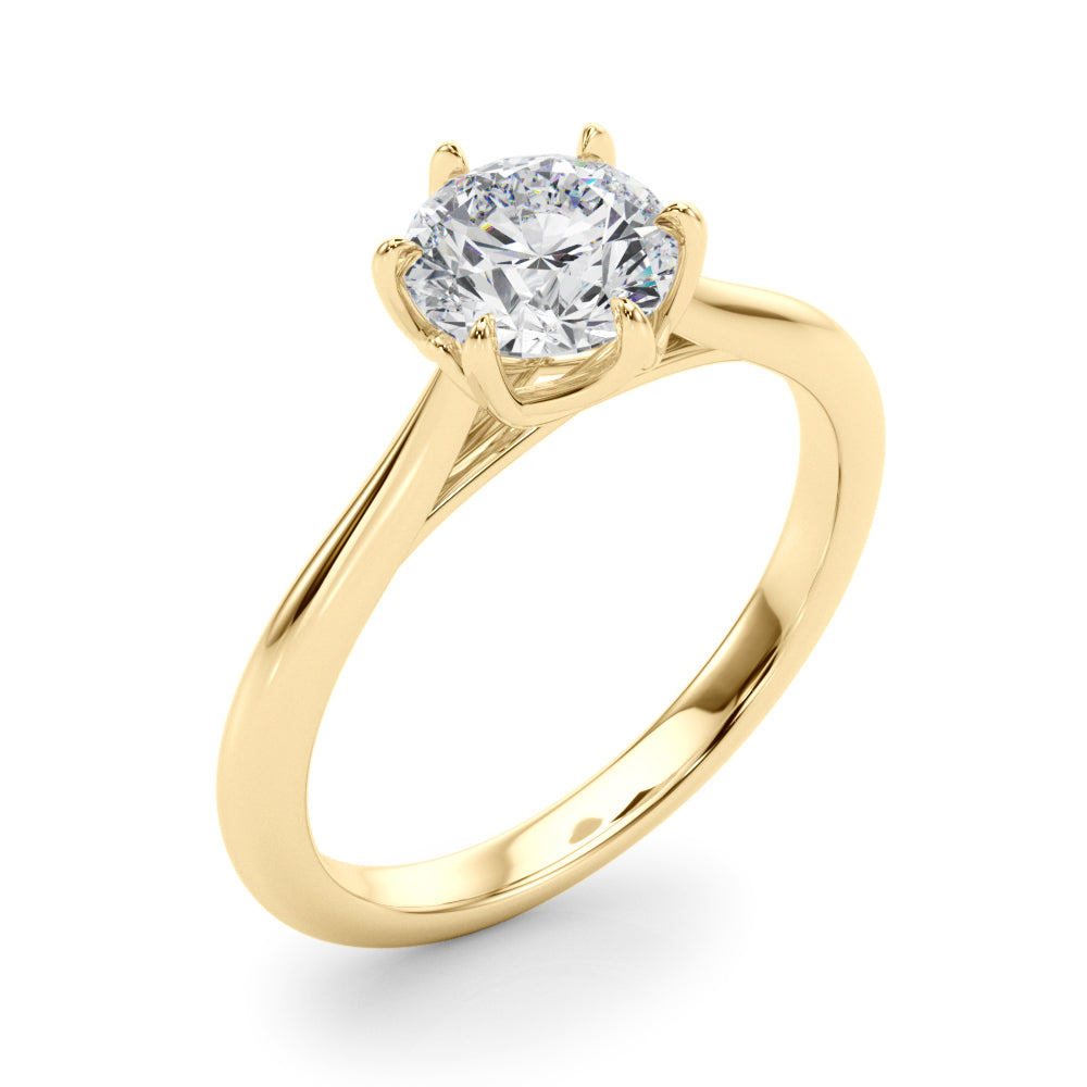 LUMEO Round Solitaire Diamond Engagement Ring Angle View in 18k Solid Yellow Gold 
