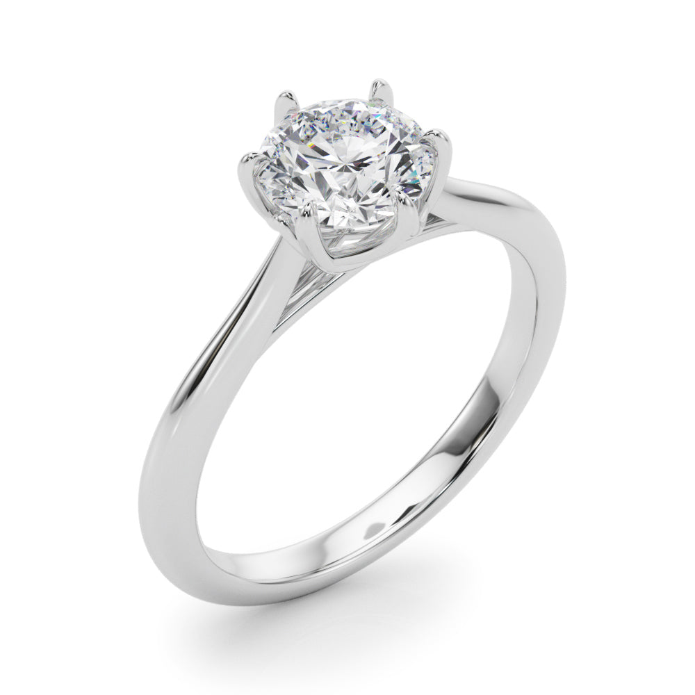 LUMEO Round Solitaire Diamond Engagement Ring Angle View in Platinum 