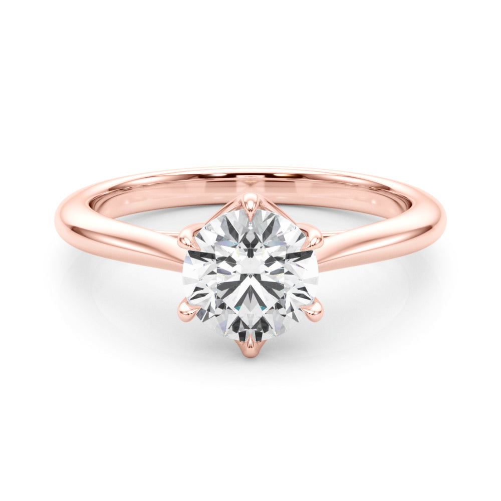 LUMEO Round Solitaire Diamond Engagement Ring Set in 18k Solid Rose Gold 