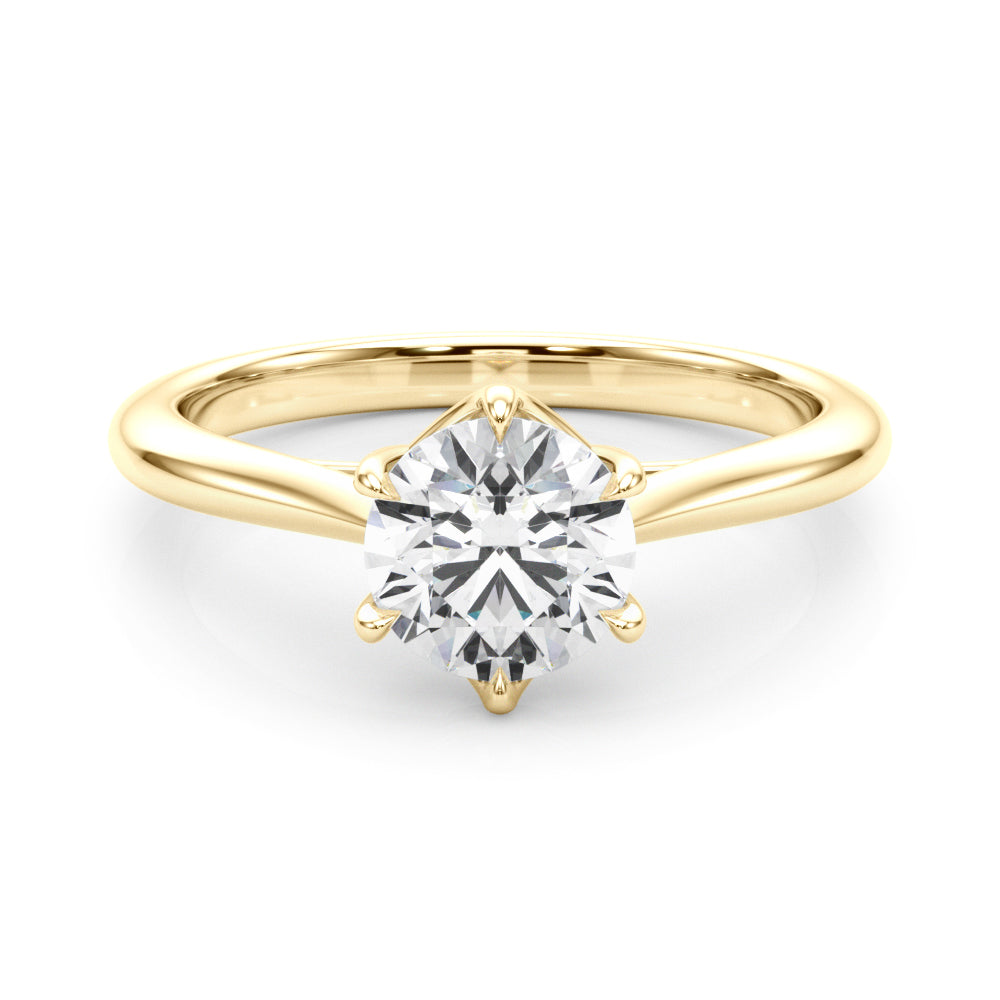 LUMEO Round Solitaire Diamond Engagement Ring Set in 18k Solid Yellow Gold 