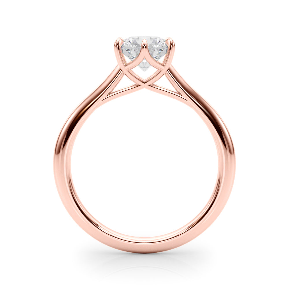 LUMEO Round Solitaire Diamond Engagement Ring Side View in 18k Solid Rose Gold 