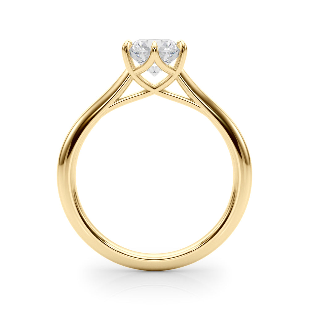 LUMEO Round Solitaire Diamond Engagement Ring Side View in 18k Solid Yellow Gold 