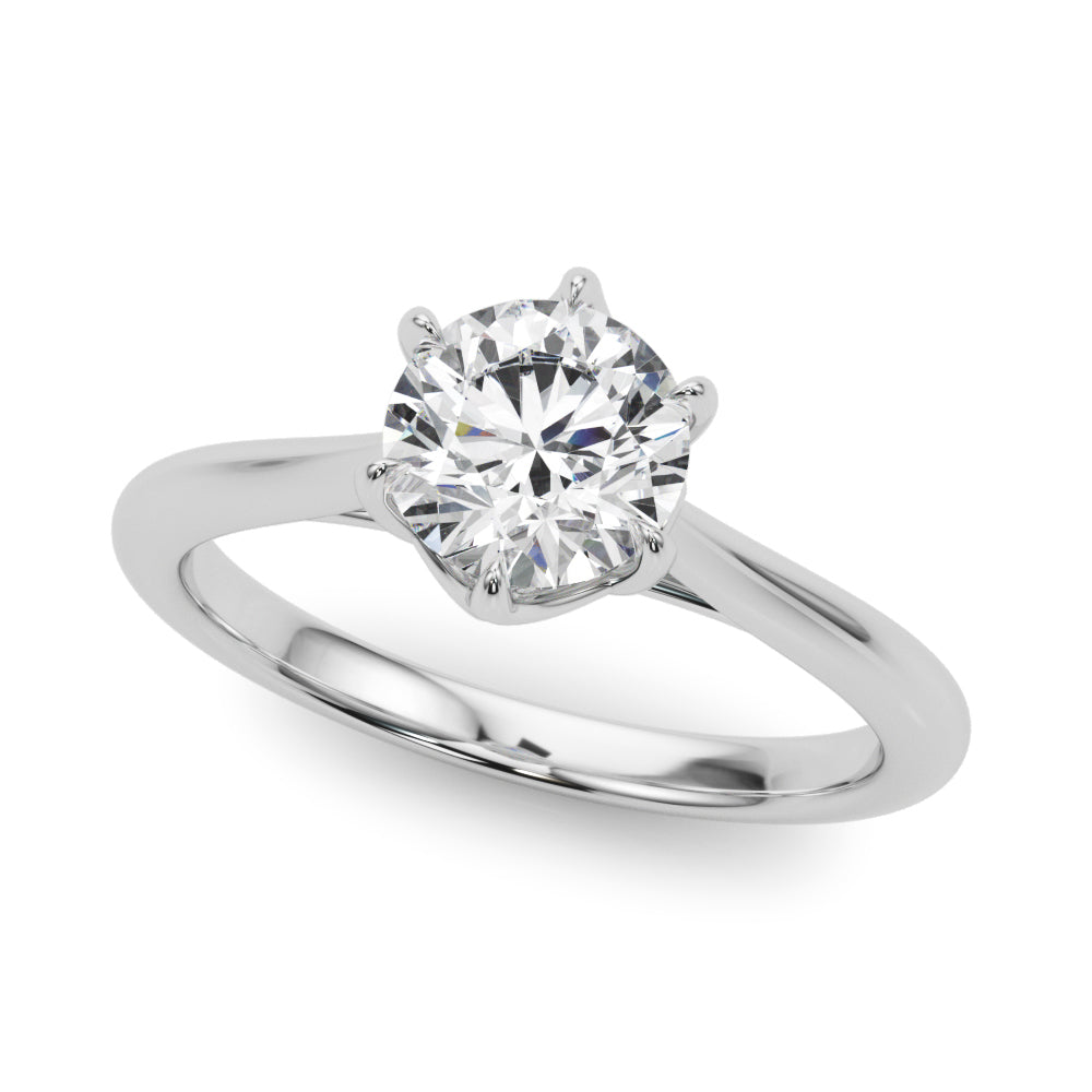 LUMEO Round Solitaire Diamond Engagement Ring Front View in Platinum 