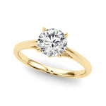 LUMEO Round Solitaire Diamond Engagement Ring Front View in 18k Solid Yellow Gold 