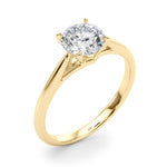 LUMEO Round Solitaire Diamond Engagement Ring Angle View in 18k Solid Yellow Gold 