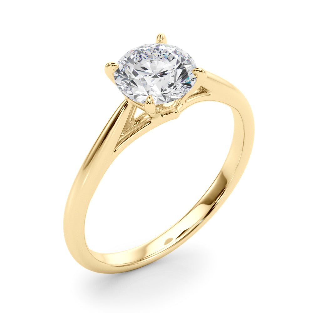 LUMEO Round Solitaire Diamond Engagement Ring Angle View in 18k Solid Yellow Gold 
