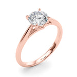 LUMEO Round Solitaire Diamond Engagement Ring Angle View in 18k Solid Rose Gold 