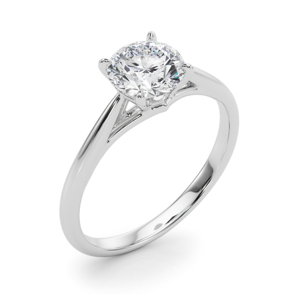 LUMEO Round Solitaire Diamond Engagement Ring Angle View in Platinum 