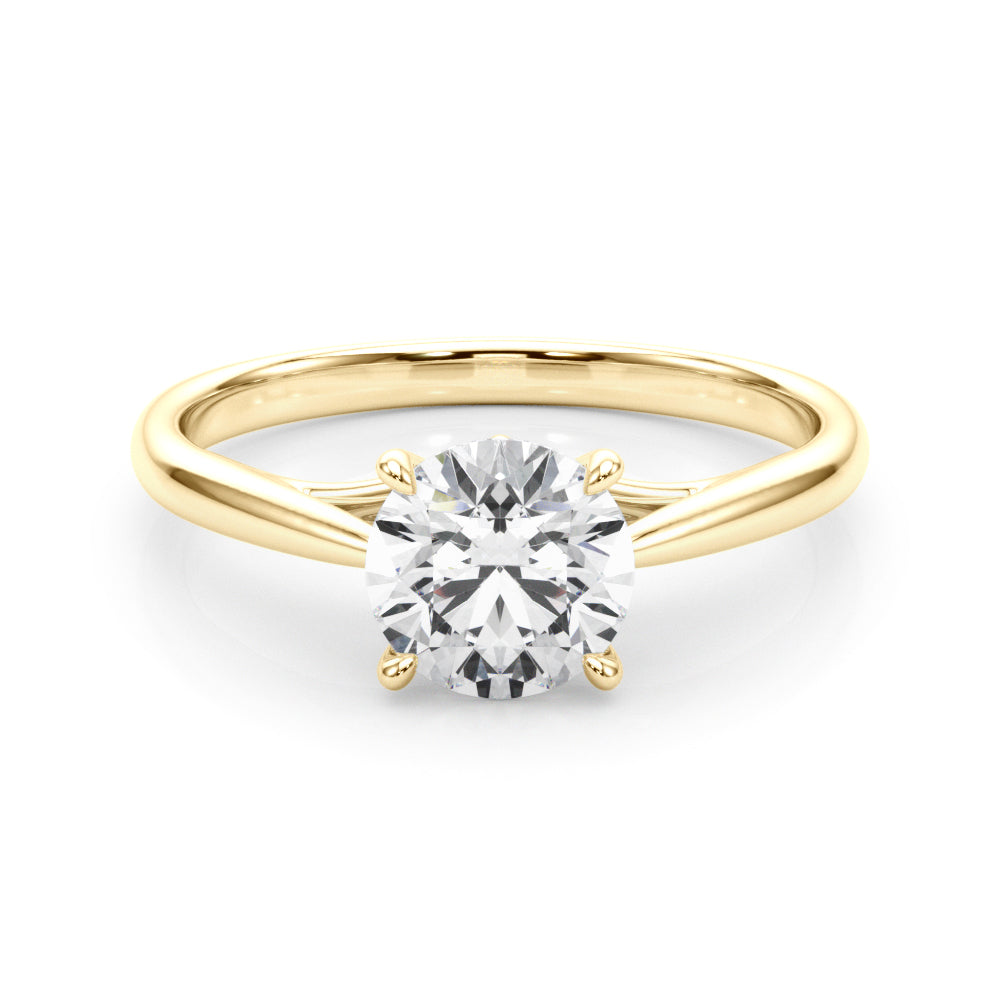 LUMEO Round Solitaire Diamond Engagement Ring Set in 18k Solid Yellow Gold 